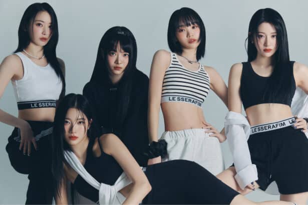 LE SSERAFIM και J-Hope σε σκηνή από το video clip Spaghetti της HYBE