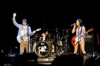 Olivia Rodrigo performing with Weezer at Lollapalooza 2025 live set