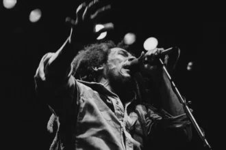Bob Marley on stage during the Uprising Tour, 1980