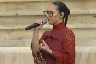 Klavdia Asteromata sto Kallimarmaro stin Teleti Paralavis tis Olympiakis Flogas