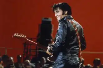 Elvis Presley on stage during his 1968 comeback TV special