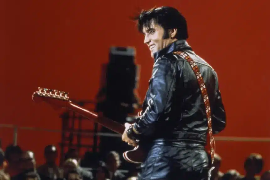 Elvis Presley on stage during his 1968 comeback TV special